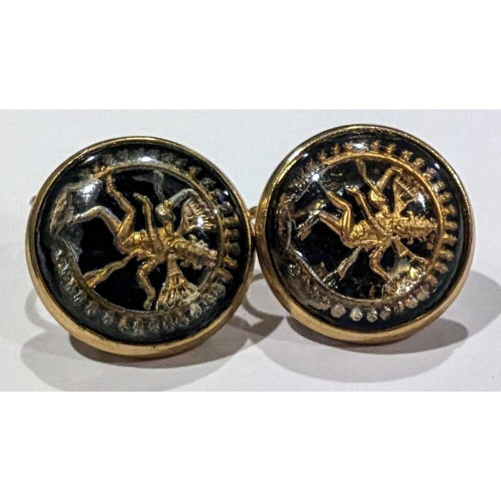 VTG 1960's Sarah Coventry Thai Dancer Intaglio Cameo Clip-On Earrings Signed